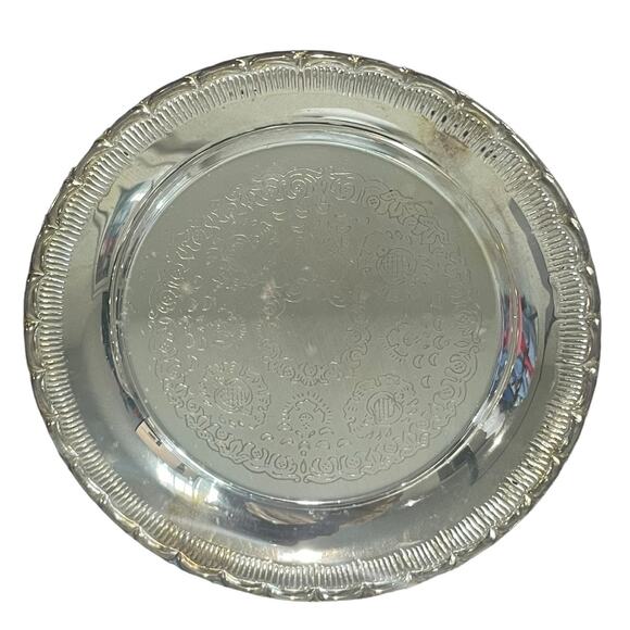 7 Vintage Silverplated Metall Wine Coasters Scalloped Etched 3.75 Made in Sweden - Picture 1 of 15
